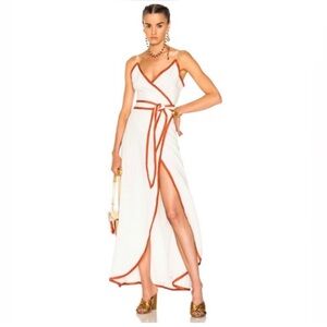 LPA Dress 531 Wrap Resortwear in Ivory & Orange Size XS from REVOLVE